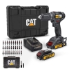 CAT DX155.1SET 18Volt/2.0Ah Li-ion Çift Akülü Profesyonel Şarjlı Darbeli Matkap + DA01901 32 Parça Vidalama Uç Seti